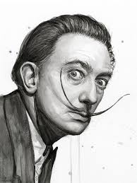 Black And White Watercolor Face Salvador Dali Portrait Salvador Dali Print Watercolor Art Etsy In 2020 Dali Art Watercolor Art Prints Dali Paintings