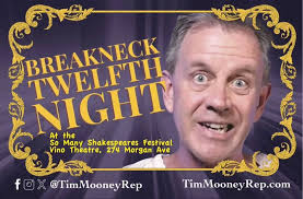 TOMORROW as part of the 2024 So Many Shakespeares festival, it's  @timothymooneyrep opening performance of Breakneck Twelfth Night! Sunday at  2pm, and then August 7th, 9th, and 10th at 7pm. Tickets available