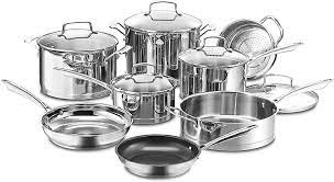 How many pieces of stainless steel are in cuisinart contour? Amazon Com Cuisinart 13 Piece Professional Stainless Cookware Set Kitchen Dining