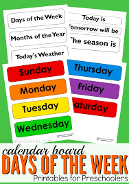 Days Of The Week Calendar Board Printable From Abcs To Acts Preschool Calendar Classroom Calendar Calendar Board