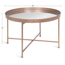 The accent piece you're looking for Kate And Laurel Celia Round Metal Foldable Coffee Table With Mirrored Tray Top Rose Gold Walmart Com Walmart Com