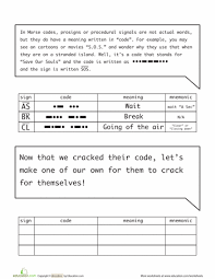 Learn Morse Code Worksheet Education Com Morse Code Coding Morse Code Words