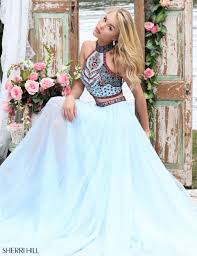 Utah Prom Dresses Ypsilon Dresses 2 Piece Sherri Hill Blue Dress Halter Top Prom Dresses Blue Utah Prom Dresses Prom Dresses Two Piece