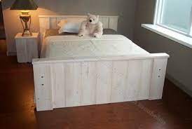 robuuste steigerhout bed voor 2 personen gemaakt van steigerhout 180x200 cm wit geschuurd yambee diversite slaapkamer meubels bed steigerhout houten meubels