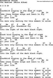 Blackbird singing in the dead of night Song Lyrics With Guitar Chords For Blackbird The Beatles Guitar Songs Guitar Chords For Songs Guitar Lessons Songs