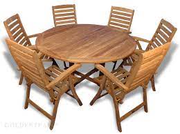 Teak warehouse has a grand collection of teak dining tables that come in all sizes. Teak Patio Dining Set 60 Round Table And 6 Reclining Chairs Goldenteak
