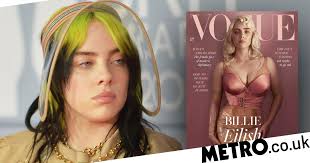 Shock of green hair has gone blonde and full bombshell, swapping her trademark sweats for a style more domme than deb: Billie Eilish Feels More Like A Woman In Stunning British Vogue Shoot Honestcolumnist