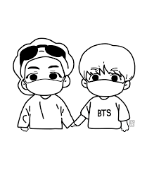Chibi coloring pages printable coloring pages colouring pages coloring sheets coloring books colored pencil techniques bts drawings pencil drawings bts chibi. Bts Fanart Jungkook And Taehyung Vkook Chibi Speed Drawing Roni Pool Taehyung Line Art Bts Coloring Pages Line Art Drawings Simple