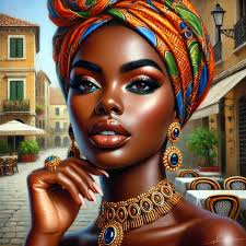 Airbrush oil painting of plus sized woman in gold sweater