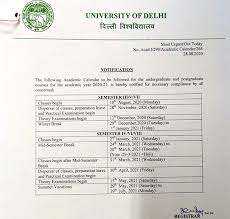 Du Released Modified Academic Calendar 2020 21 Exams To Begin From December 12