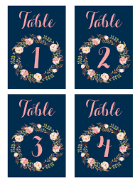 Wedding Printables Floral Table Number Cards Navy Table Number Floral Wreath Table Numbers Card Table Wedding Wedding Table Numbers Elegant Wedding Themes