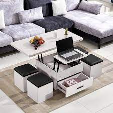 The matchbox table features a stainless steel or. Space Saving Lift Up Coffee Table With 4 Seats