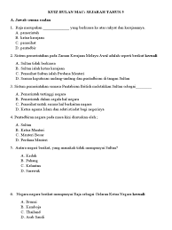 Terdapat 2 set soalan untuk anda download seperti yang tersenari di. Ujian Mac Sejarah Tahun 5