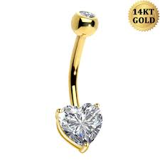 We offer up thousands of affordable choices for navel jewelry from the staple dangle belly ring with sparkling gems to the simple and classic externally threaded navel barbell. 14kt Gold Belly Button Rings 14g Heart Solitaire Cz Navel Ring Oufer Body Jewelry