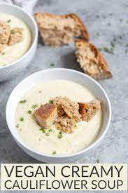 Creamy Vegan Cauliflower Soup Delish Knowledge Recipe Vegan Cauliflower Soup Recipes Recipes