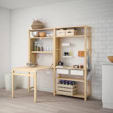 Ivar Shelving Unit With Foldable Table Ikea In 2020 Ikea Shelving Unit Ikea Ivar Foldable Table