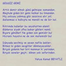 Yahya Kemal Sessiz Gemi Ile Ilgili Gorsel Sonucu Huzunlu Siir Gemi