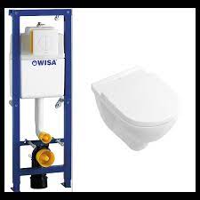 toiletset wc element wisa xs inbouw met drukplaat wit met wc pot villeroy boch o
