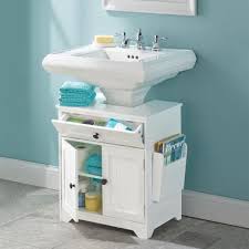 48″ to 72″ wide cabinets use a single door on left and right. The Pedestal Sink Storage Cabinet Hammacher Schlemmer