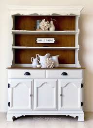 Antique white and espresso dark cabinets juxtaposed to the marble tops create together a fantastic refined appeal. Light Blue China Hutch Vintage Jacobean China Cabinet Distressed Farmhouse Finish Natural Stained Legs Antique Painted Hutch China Cabinet Dressers Armoires Bedroom Furniture