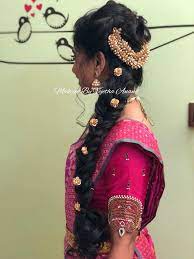 Pretty Bridal Hairstyle For Engagement Fishtail Braid Indian Bride Bridal Half Saree Hair Acce Hair Styles Indian Hairstyles Braided Hairstyles For Wedding