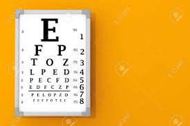 Snellen Eye Chart Test Box In Front Of Orange Wall 3d Rendering