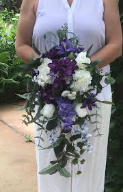 Romantic Purple Cascading Bridal Bouquet Cascading Purple Silk Bouquet Hydrangeas Delphi Cascading Wedding Bouquets Wedding Flower Guide Flower Bouquet Wedding