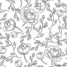 Black And White Floral Patterns To Draw Peony Flower Seamless Pattern Drawing Vector Hand Drawn Engrave In 2020 Flower Line Drawings Peony Drawing Flower Pattern Drawing