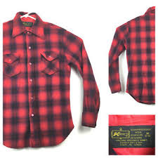 Details About Vtg 70s Kmart Mens Medium 38 40 Red Plaid Wool Blend Lumberjack Flannel Shirt