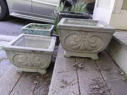 Where to buy large planters at home depot? Pair Of Vintage Concrete Square Top By Frontporchfurniture On Etsy 80 00 Concrete Garden Garden Urns Garden Planters Pots