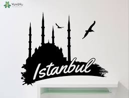 us 6 67 25 off high quality istanbul word logo wall decal interior turkey vinyl wall sticker livingroom art sign mural diy kids room decorsy321 in