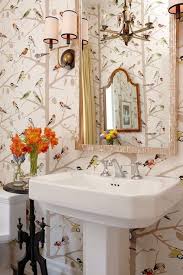 Schumacher Birds And Butterflies Wallpaper In Bathroom Schumacher A Twitter Wallpaper Summer 5005031 Powder Room Wallpaper Sarah Richardson Powder Room Sink