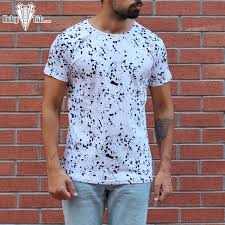 Erkek Boya Baski Beyaz T Shirt Tisort Modelleri Tisort Baski