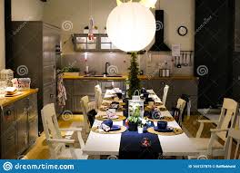 View On Kitchen With Christmas Decoration In Swedish Furniture Store Ikea Editorial Photo Image Of Company Interior 164127876