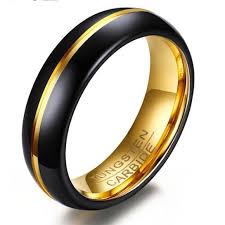 Men's wedding rings & bands. Black Gold Mens Wedding Band Tungsten Steel Wedding Bands