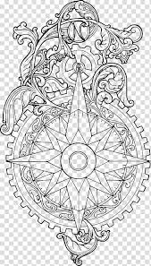 Black And White Compass Png Ornamental Compass Roses Ressource Gear And Star Illustration Transparent Background Png Clipart Star Illustration Compass Rose Design Gear Tattoo