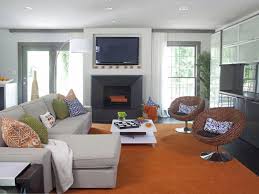 Check spelling or type a new query. White Living Room With Orange Rug And Modern Gray Sectional Hgtv