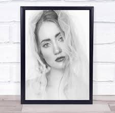 Black and white close up stare expression Wall Art Print