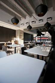 Black And White Restaurant Interior Tables Of Modern Restaurant In Black And White Colors Theme Modern Restaurant Restaurant Interior Bistro Design