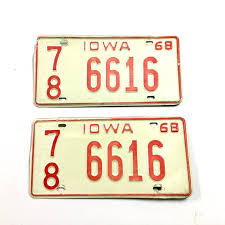 One 1968 Iowa License Plate Vintage Auto Tag 78 6616 Etsy License Plate Green Brown Art Vintage