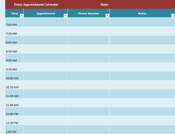 This template uses excel where you can transfer, process and analyze inputted data. Daily Appointment Calendar