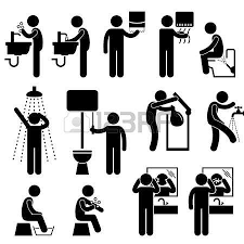 Https Www 123rf Com Photo 18809498 Personal Hygiene Washing Hand Face Shower Bath Brushing Teeth Toilet Bathroom Sti Stick Figures Pictogram Personal Hygiene
