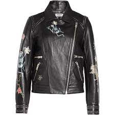 Zadig Voltaire Printed And Studded Leather Biker Jacket 1 149 Liked On Polyvore Featuring Outerwear Jackets Black Studded Biker Jacket Floral Leather