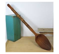 Giant Carved Wooden Spoon 41 Tall Wall Hanging Oversized Wood Spoon Mid Wood Spoon Wall Decor Cutlery Art
