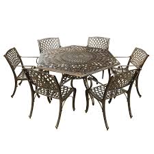 Style, comfort, and functionality all come into play when choosing the right dining chairs for your space. Lattice 63 Inch Hexagon Dining Set With Lazy Susan And Six Chairs Overstock 20526085