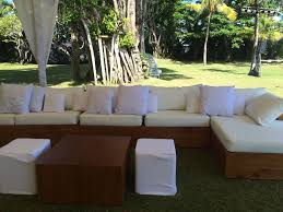 Our Super Long Teak Sofa With Teak Coffee Tables Poufs At The Fabulous Villa Atas Ombak Bali Weddings Events Furniture Hire Rental Revelrevelbali Ba