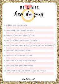They did a nice job on the printing. How To Play Mr And Mrs Hen Party Quiz Plan The Hen