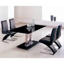 Jet Black Glass Dining Table With 6 Z Demi Dining Chairs Furniture In Fashion Black Glass Dining Table Glass Dining Room Table Glass Dining Table