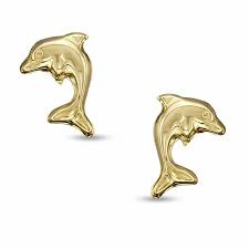 Shop dolphin gold earrings & more jewelry. Child S Dolphin Stud Earrings In 14k Gold Zales Outlet