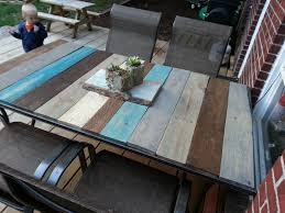 Patio Table Top Redo With Pallet Wood Outdoor Patio Table Homemade Wood Stains Pallet Furniture Outdoor